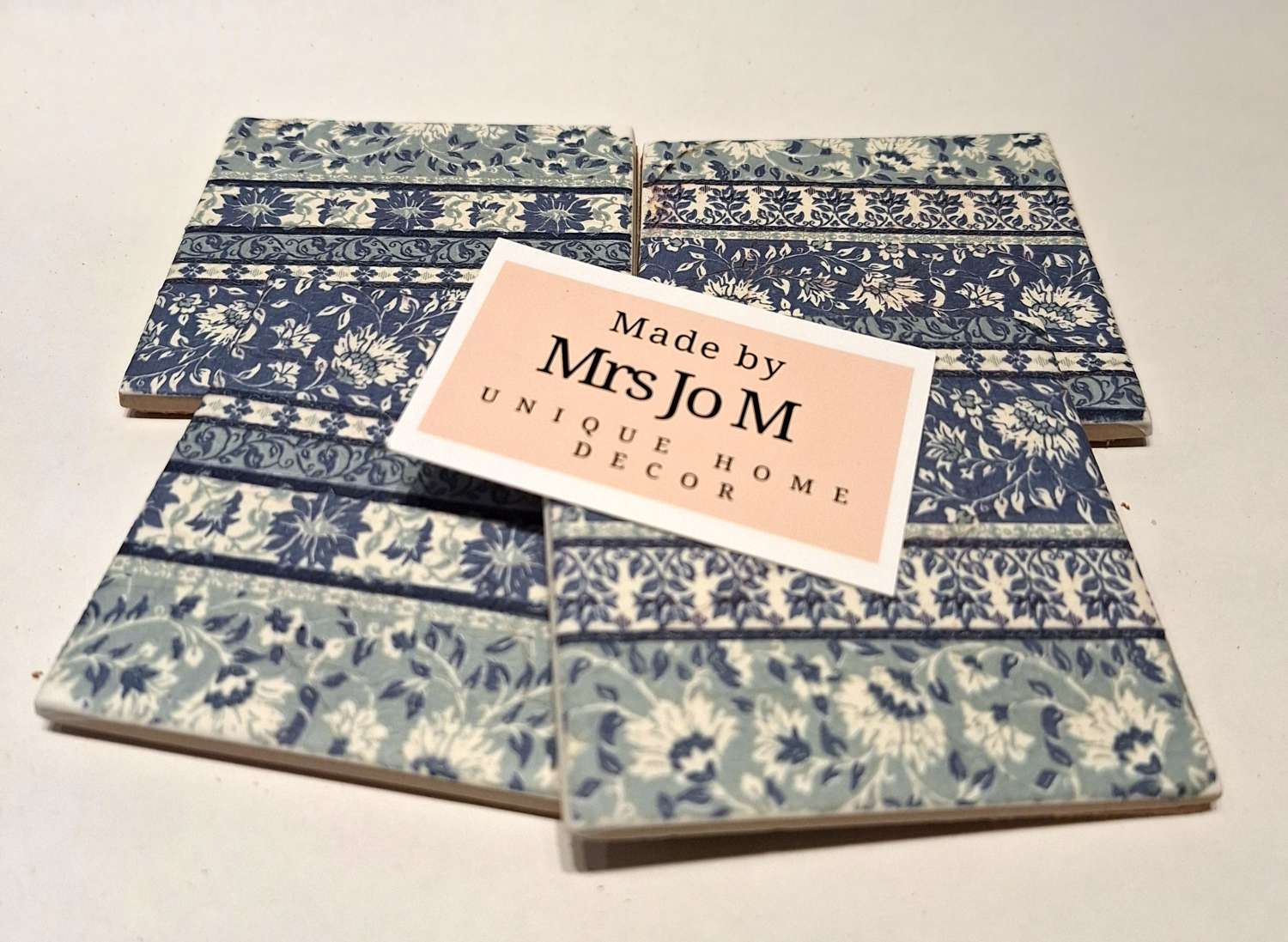 Coasters - Set of four blue vintage floral decoupage Coasters - Set of four blue vintage floral decoupage