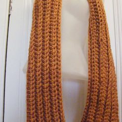 Chunky ribbed scarf, metallic copper
