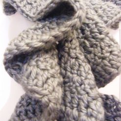 Ruffled scarf, metallic pewter