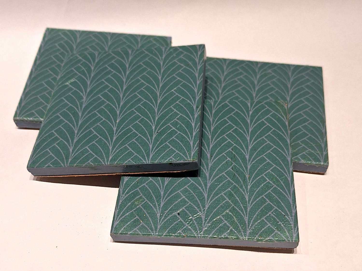 Coasters - Set of four green Art Deco decoupage Coasters - Set of four green Art Deco decoupage