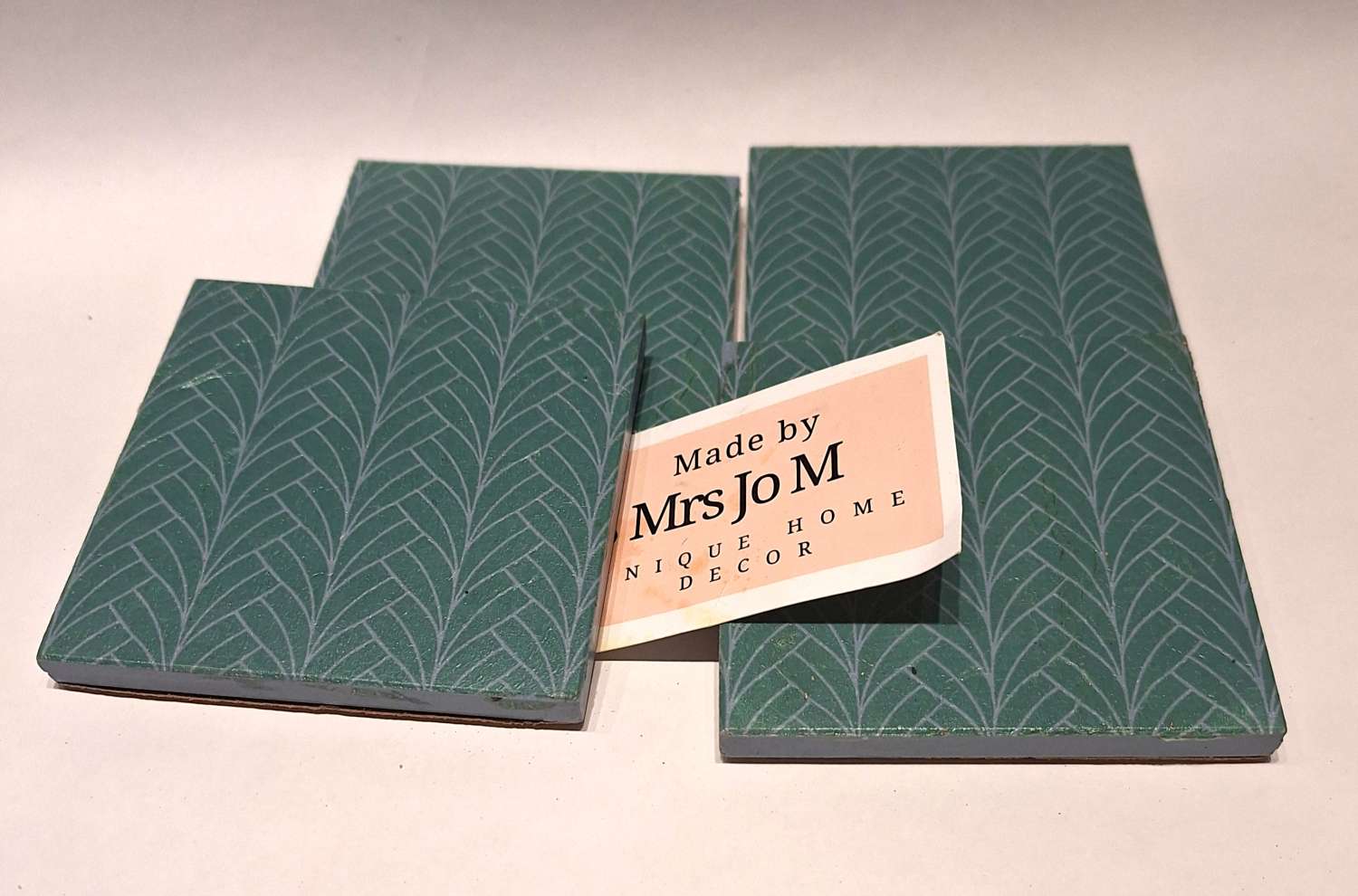Coasters - Set of four green Art Deco decoupage Coasters - Set of four green Art Deco decoupage