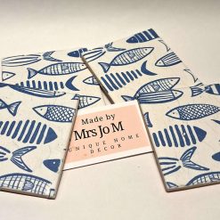 Coasters - Set of four blue fish decoupage 2 Coasters - Set of four blue fish decoupage 2