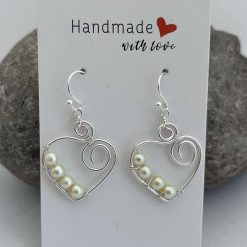 Pearl Dangle Heart Earrings 2 Pearl Dangle Heart Earrings 2