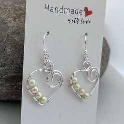Pearl Dangle Heart Earrings 3 Pearl Dangle Heart Earrings 3