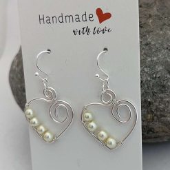 Pearl Dangle Heart Earrings 4 Pearl Dangle Heart Earrings 4