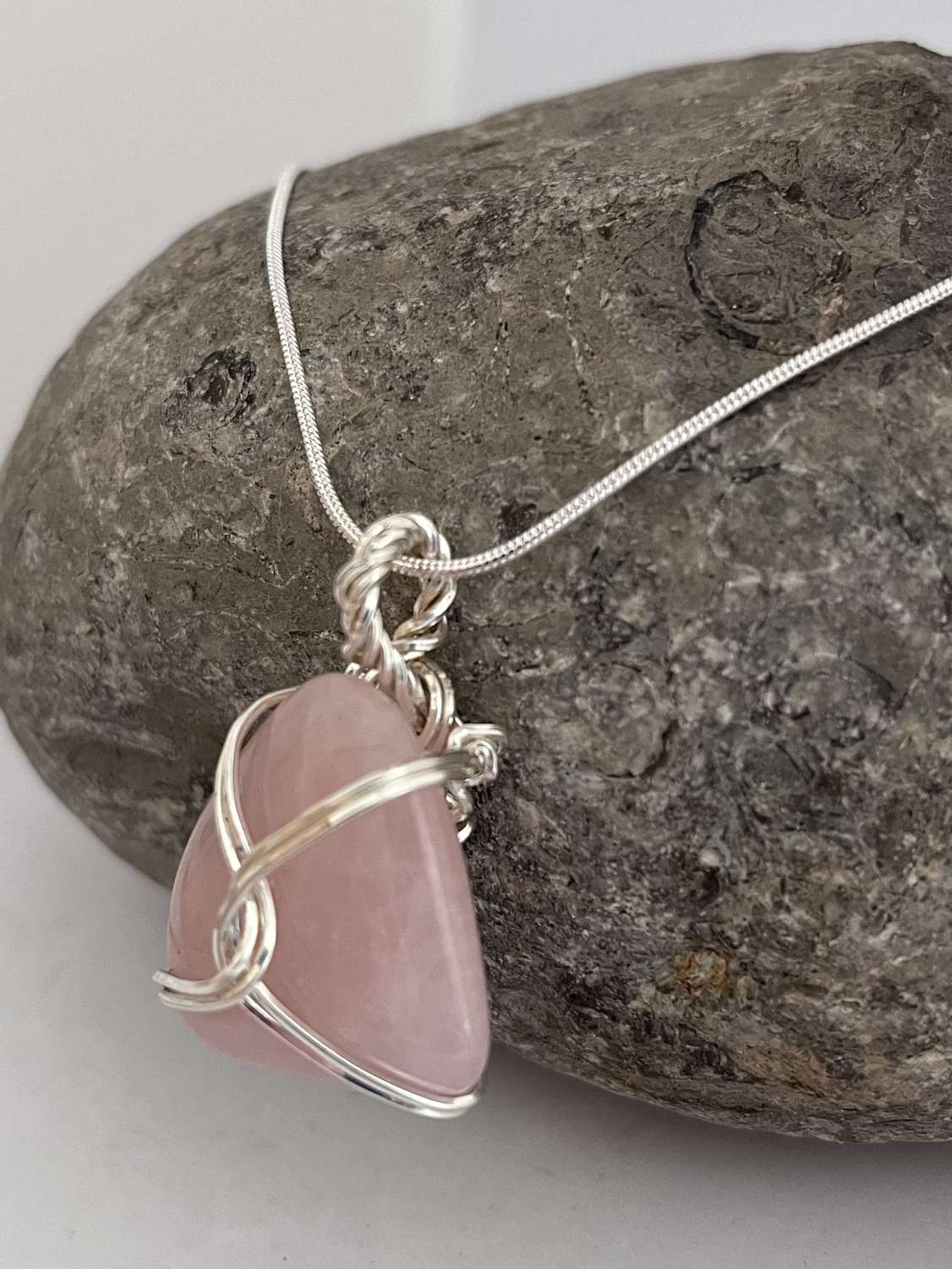 Rose Quartz Wrapped Pendant Necklace Rose Quartz Wrapped Pendant Necklace