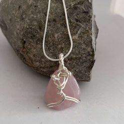 Rose Quartz Wrapped Pendant Necklace 4 Rose Quartz Wrapped Pendant Necklace 4