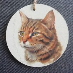 Wooden Hanging Decoration.  Cat
