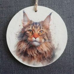 Wooden Hanging Decoration.  Cat