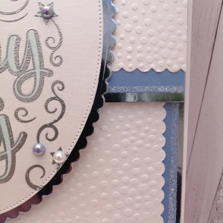 Luxury Handmade New Baby - Congratulations on the birth of your Baby Boy - Oval sentiment to centre with embossed background and pretty pale blue bow & ribbon Luxury Handmade New Baby - Congratulations on the birth of your Baby Boy - Oval sentiment to centre with embossed background and pretty pale blue bow & ribbon