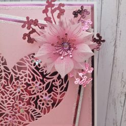 Luxury Handmade Card - Sent with Love - To My Wife on Our Anniversary - Pink Lace heart & vellum flowers 4 Luxury Handmade Card - Sent with Love - To My Wife on Our Anniversary - Pink Lace heart & vellum flowers 5