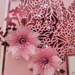 Luxury Handmade Card - Sent with Love - To My Wife on Our Anniversary - Pink Lace heart & vellum flowers 2 Luxury Handmade Card - Sent with Love - To My Wife on Our Anniversary - Pink Lace heart & vellum flowers 3