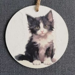 Wooden Hanging Decoration.  Cat