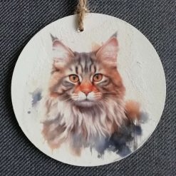 Wooden Hanging Decoration.  Cat