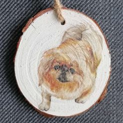 Wood Slice Hanging Decoration.  Dog/Shih Tzu
