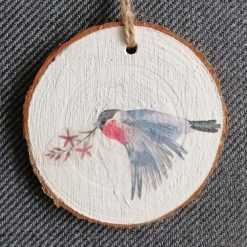 Wood Slice Hanging Decoration.  Bird