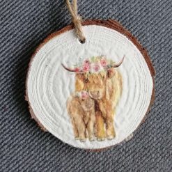 Wooden Hanging Decoration.  Cat