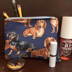 Sausage dog dachshund dog fabric make up purse (contents not included)