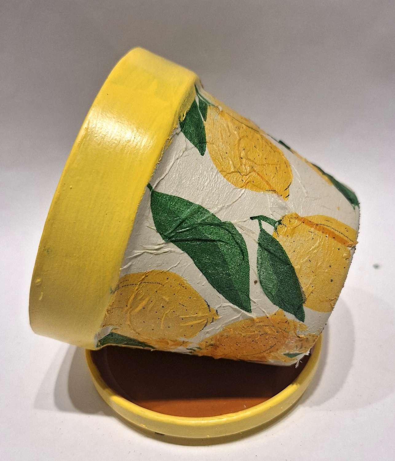 Plant pot - small decoupaged terracotta pot and saucer Plant pot - small decoupaged terracotta pot and saucer