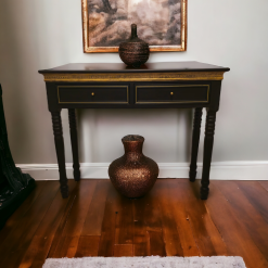 Matt Black Console Table with Gold Accents