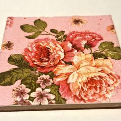 Coasters - Set of four pink vintage floral decoupage
