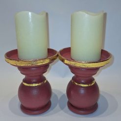 Candleholder - Upcycled red and gold from curtain rings