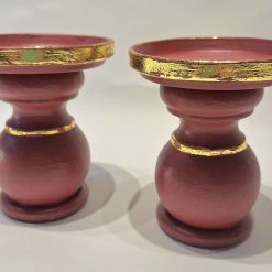 Candleholder - Upcycled red and gold from curtain rings 2 Candleholder - Upcycled red and gold from curtain rings 2