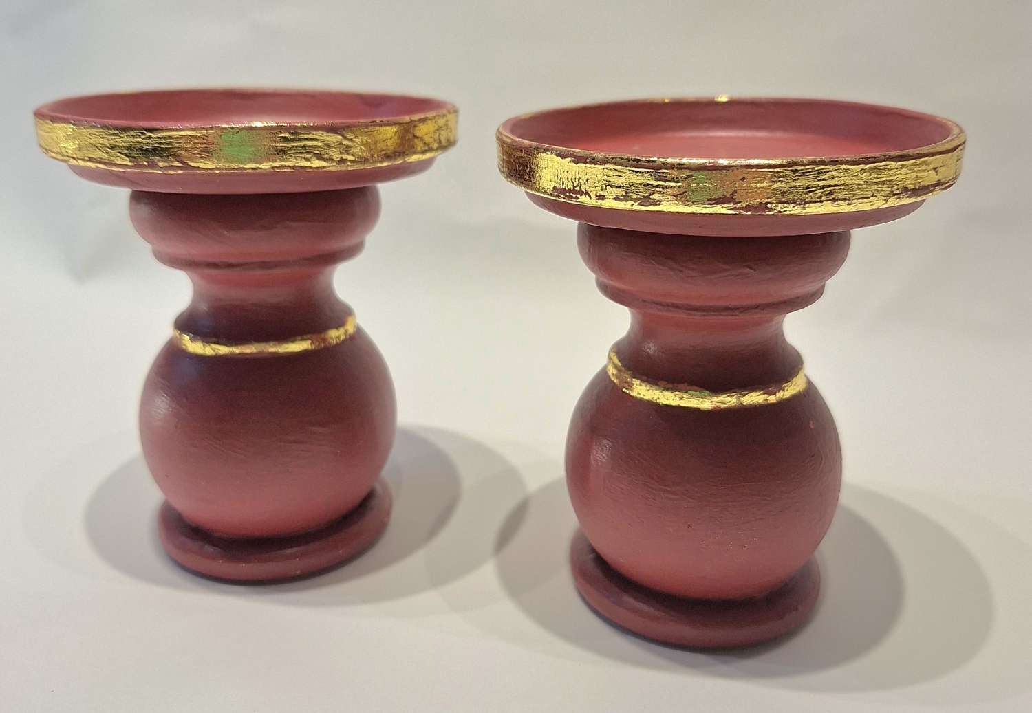 Candleholder - Upcycled red and gold from curtain rings Candleholder - Upcycled red and gold from curtain rings