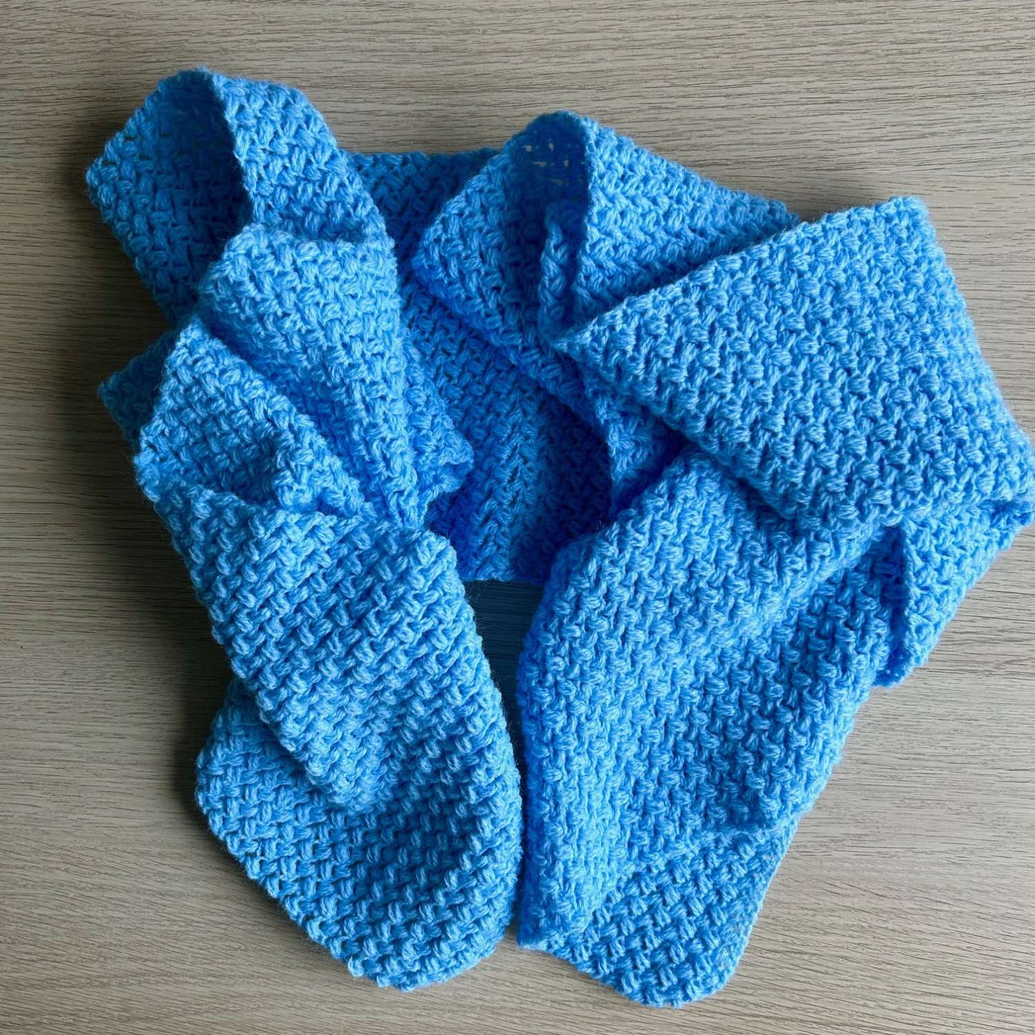 Scarf - Crochet Pale Blue Weave Scarf - Crochet Pale Blue Weave