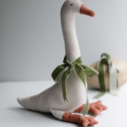 100% natural linen fabric hand made Garden Goose toy