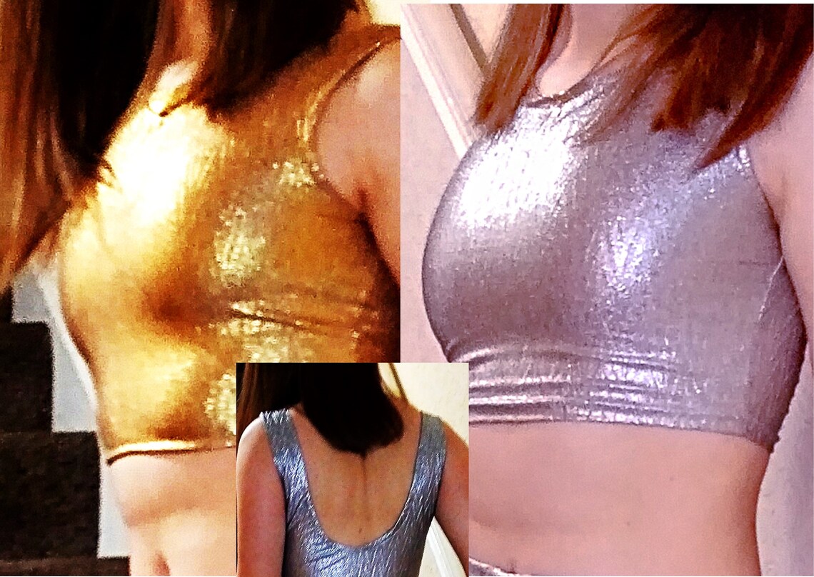 Backless Metallic Silver or Gold Crop Top Backless Metallic Silver or Gold Crop Top