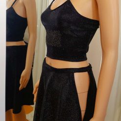 Carmen - elastic, metallic glitter embroidered crop top