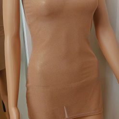 Shiny Mesh Most Basic gold Bodycon Dress