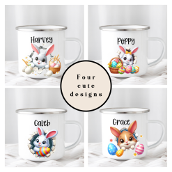 Easter mug personalised for kids, Enamel cup for boy girl, Easter gift for boys, for girls, Camping mug enamel, Free delivery