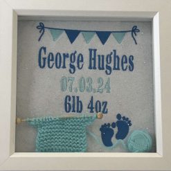 Personalised Embroidered Baby Announcement Box Frame