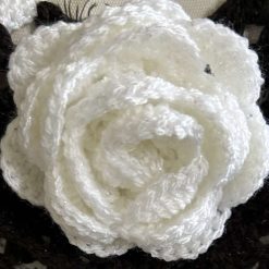 Crochet Black & White Shawl With Crochet Rose 1 Crochet Black & White Shawl With Crochet Rose 1