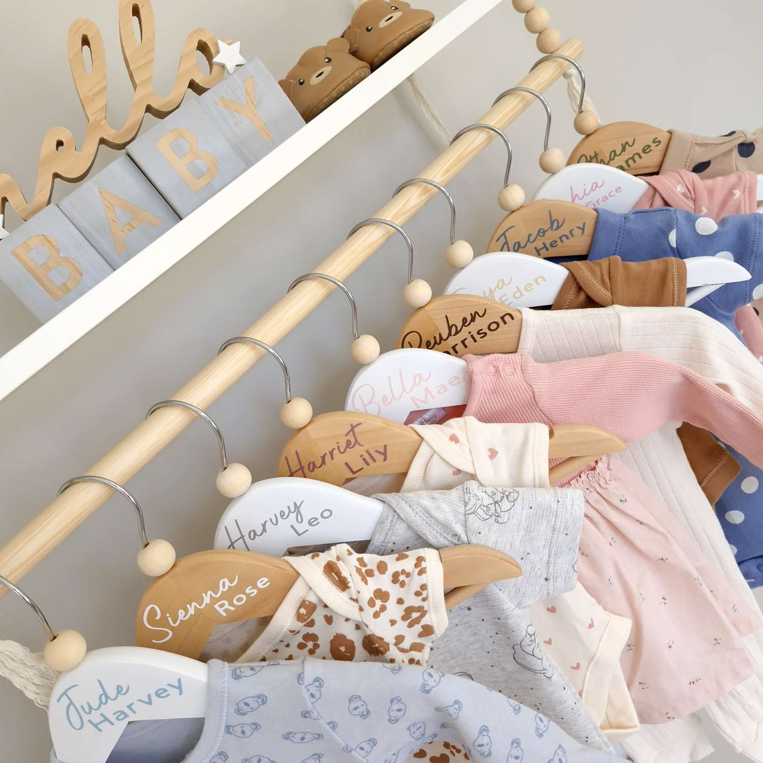 Personalised Baby Coat Hangers, Baby & Children's Clothes Hanger, Personalised Wooden Hanger, Baby Gift, Keepsake Gift, Baby Shower, Nursery Shelves Personalised Baby Coat Hangers, Baby & Children's Clothes Hanger, Personalised Wooden Hanger, Baby Gift, Keepsake Gift, Baby Shower, Nursery Shelves