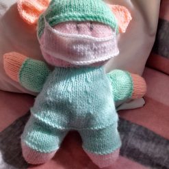 "Adorable Handmade Beautiful Knitted Doctor Bear Toy"