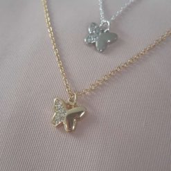 18k gold plated/925 silver butterfly necklace, cubic zirconia, 925 silver chain, gold plated, dainty necklace