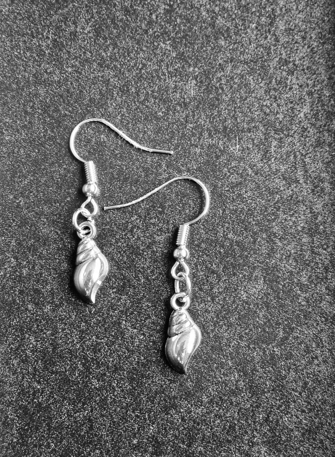 A Beautiful Pair of Silver Seashell Drop Earrings A Beautiful Pair of Silver Seashell Drop Earrings
