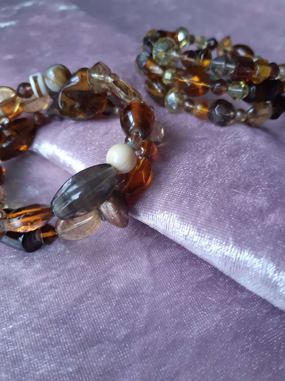 3 tier brown (5) 3 tier brown beaded memory wire cuff bracelet 4