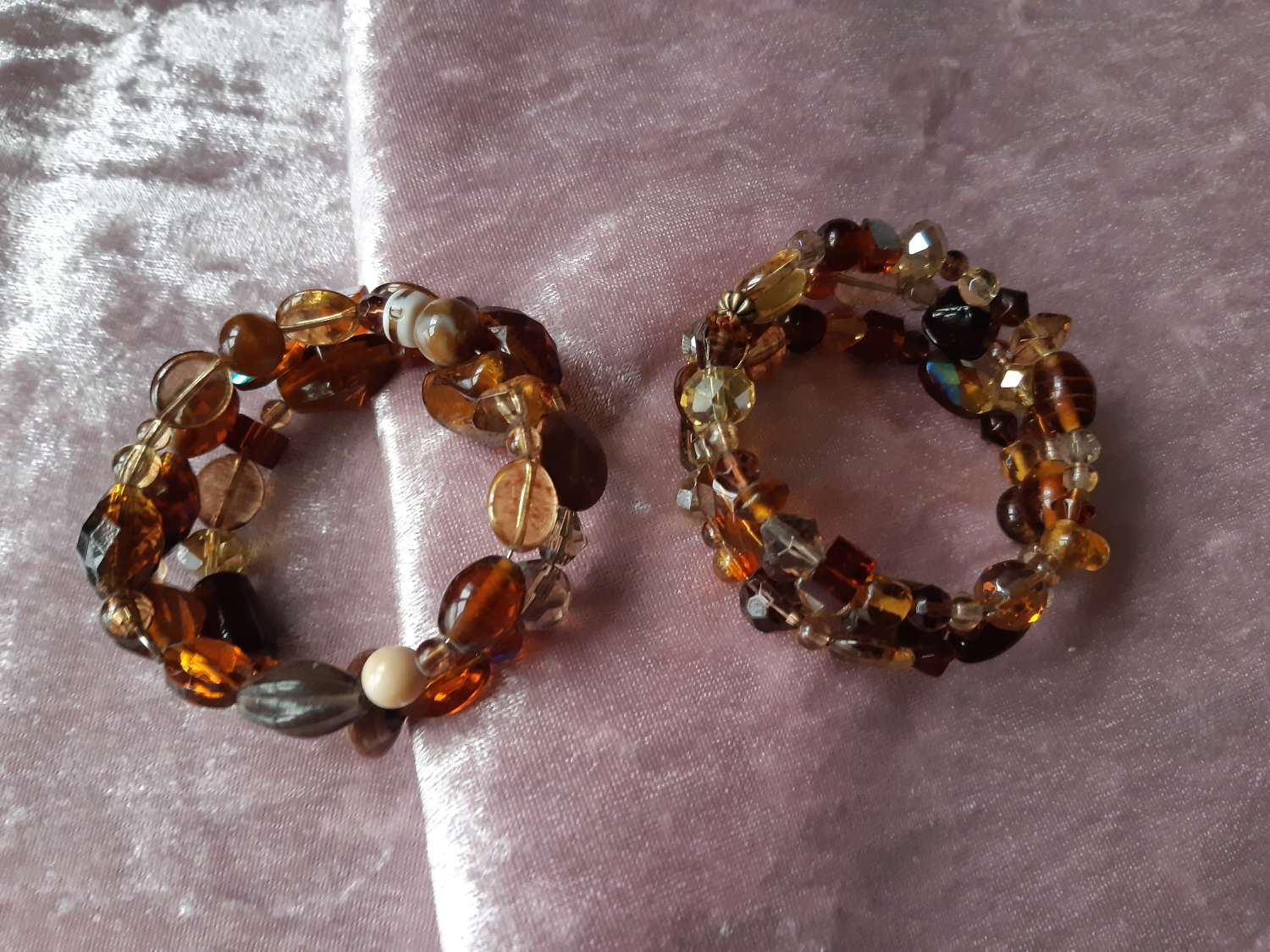 3 tier brown (6) 3 tier brown beaded memory wire cuff bracelet 1