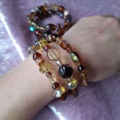 3 tier brown beaded memory wire cuff bracelet 3 3 tier brown beaded memory wire cuff bracelet 7