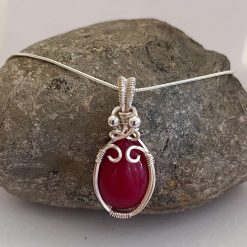 Red Jade Wire Wrapped Necklace