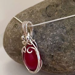 Red Jade Wire Wrapped Necklace 2