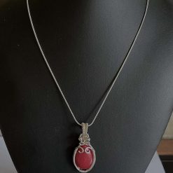 Red Jade Wire Wrapped Necklace 7