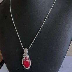 Red Jade Wire Wrapped Necklace 9
