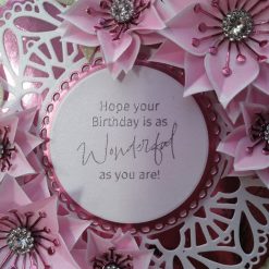 Luxury Handmade Birthday - Pink & Green, with mandala centre piece, sentiment and spray of flowers with diamante centres 2