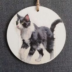 Wooden Hanging Decoration.  Cat