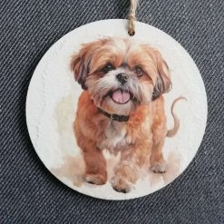 Wooden Hanging Decoration.  Dog/Shih Tzu